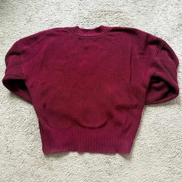 Pistola Ribbed Maroon V-Neck Sweater - Picture 2 of 3